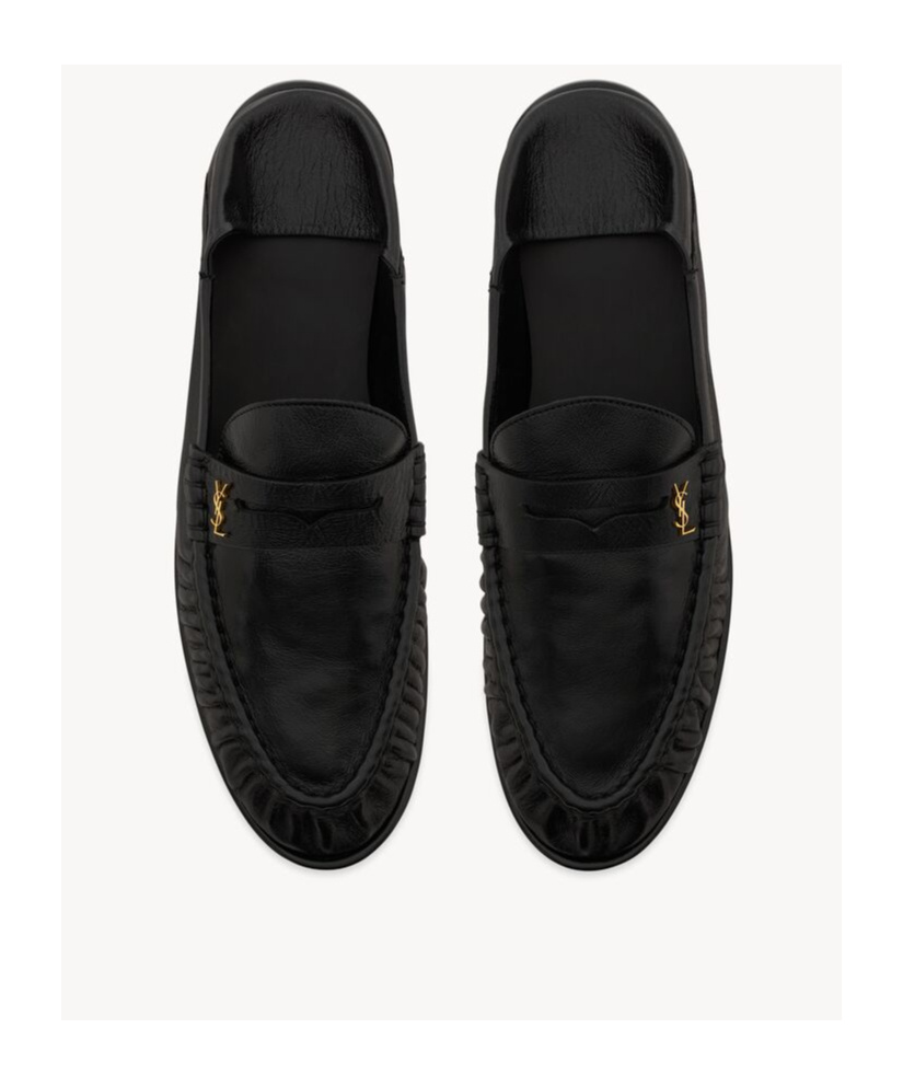 Shop Saint Laurent Le Loafer Penny Slippers In Smooth Leather In Black