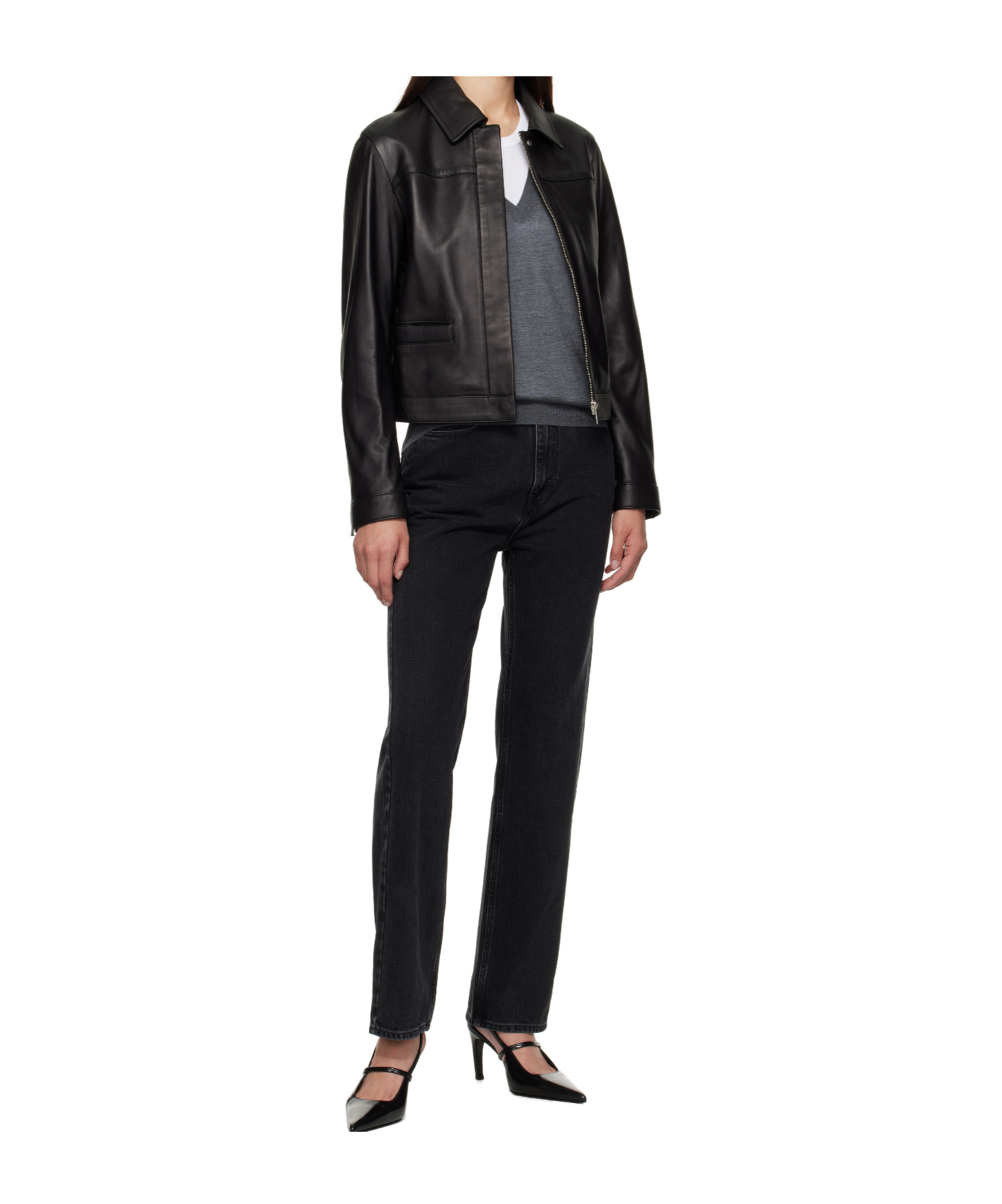 Loulou De Saison Collared Leather Jacket In Black