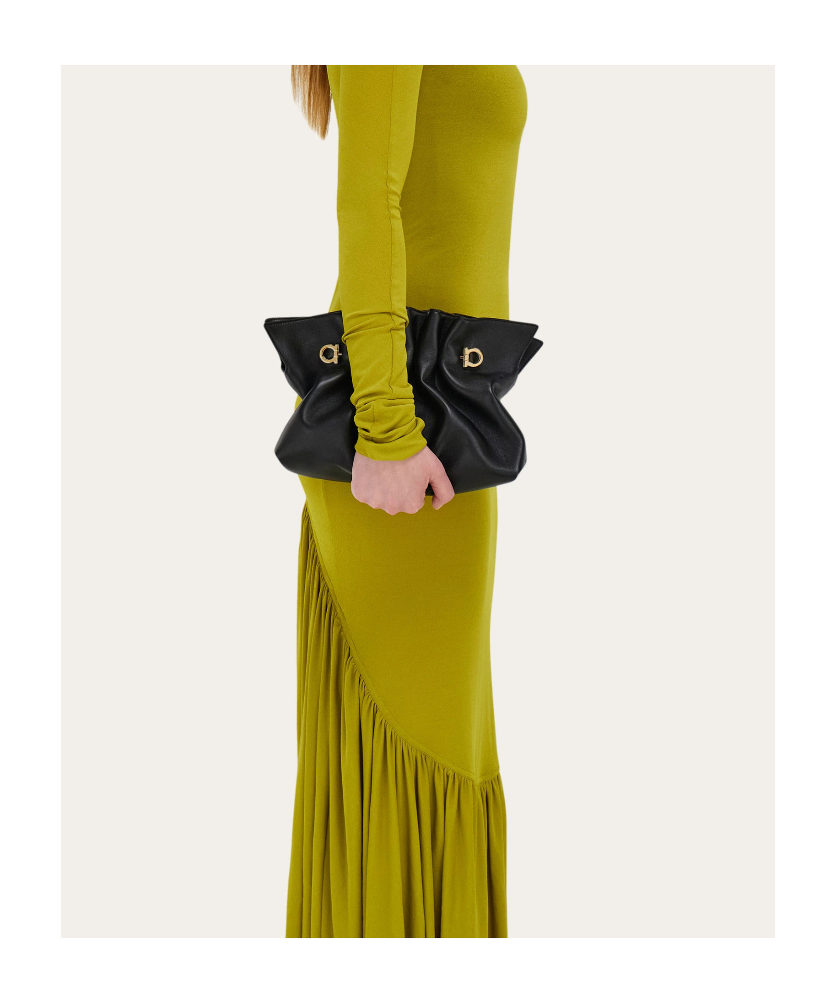 Ferragamo Medium Pleated Nappa Leather Shoulder Bag In Multi