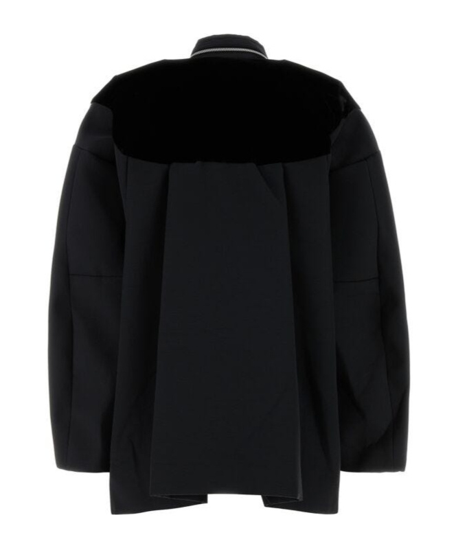 Sacai Pocket-detailed Velvet Panel Jacket In Black