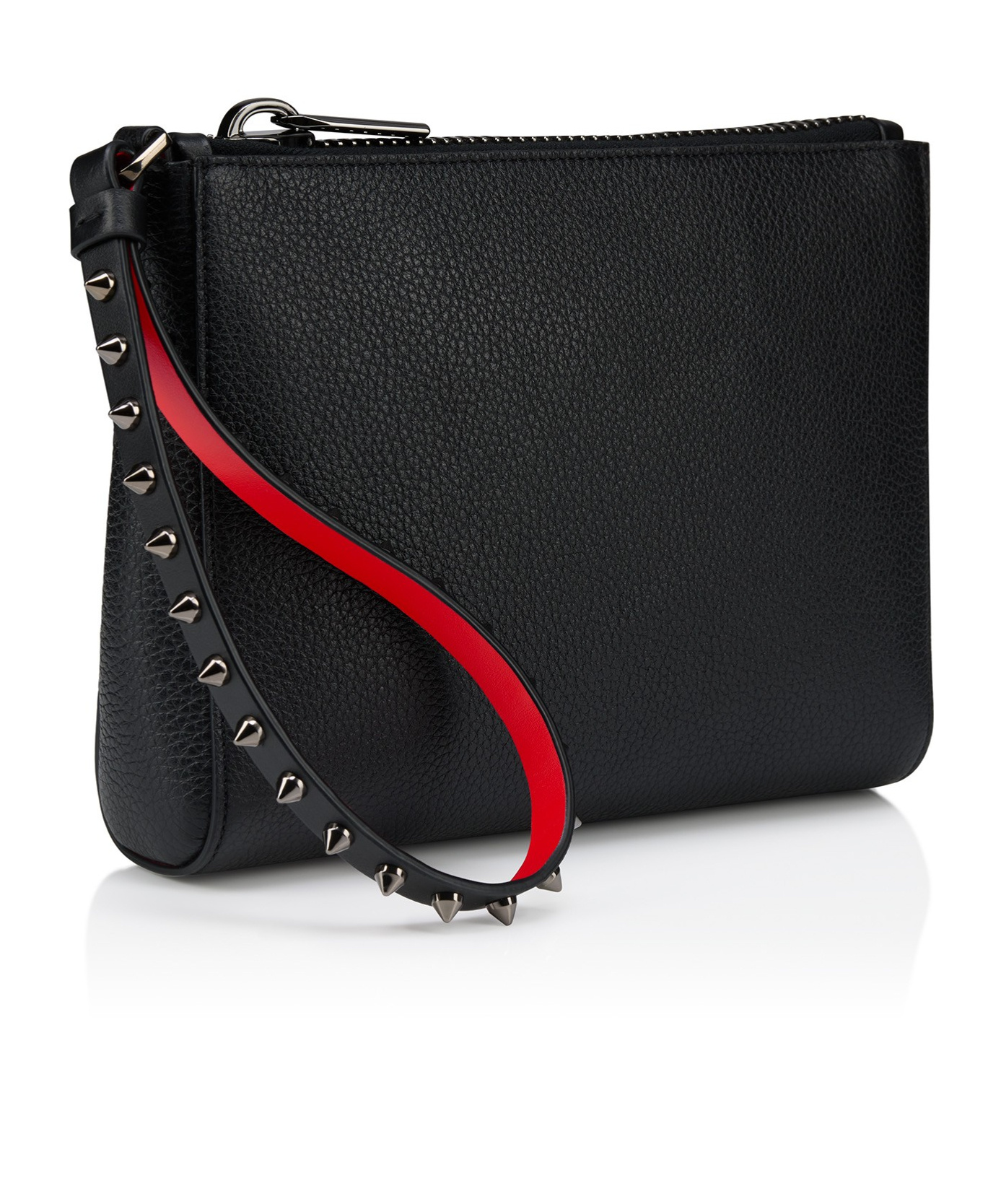 Christian Louboutin Embellished Clutch With Textured Finish And Wrist Strap In Black