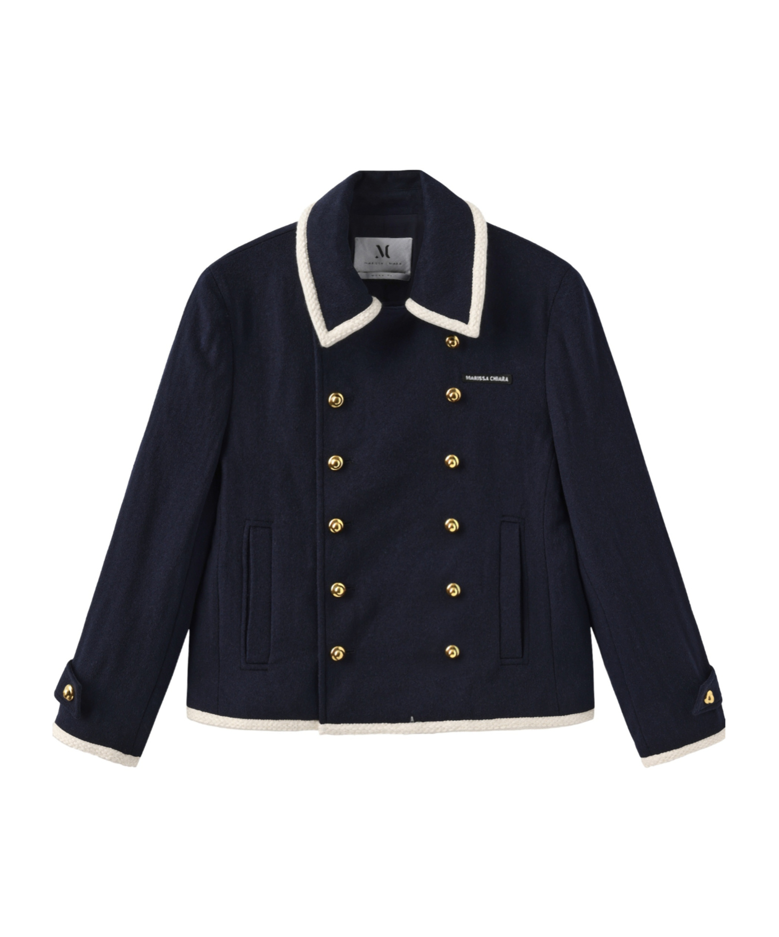 Marissa Chiara Double-breasted Casual Jacket In Blue