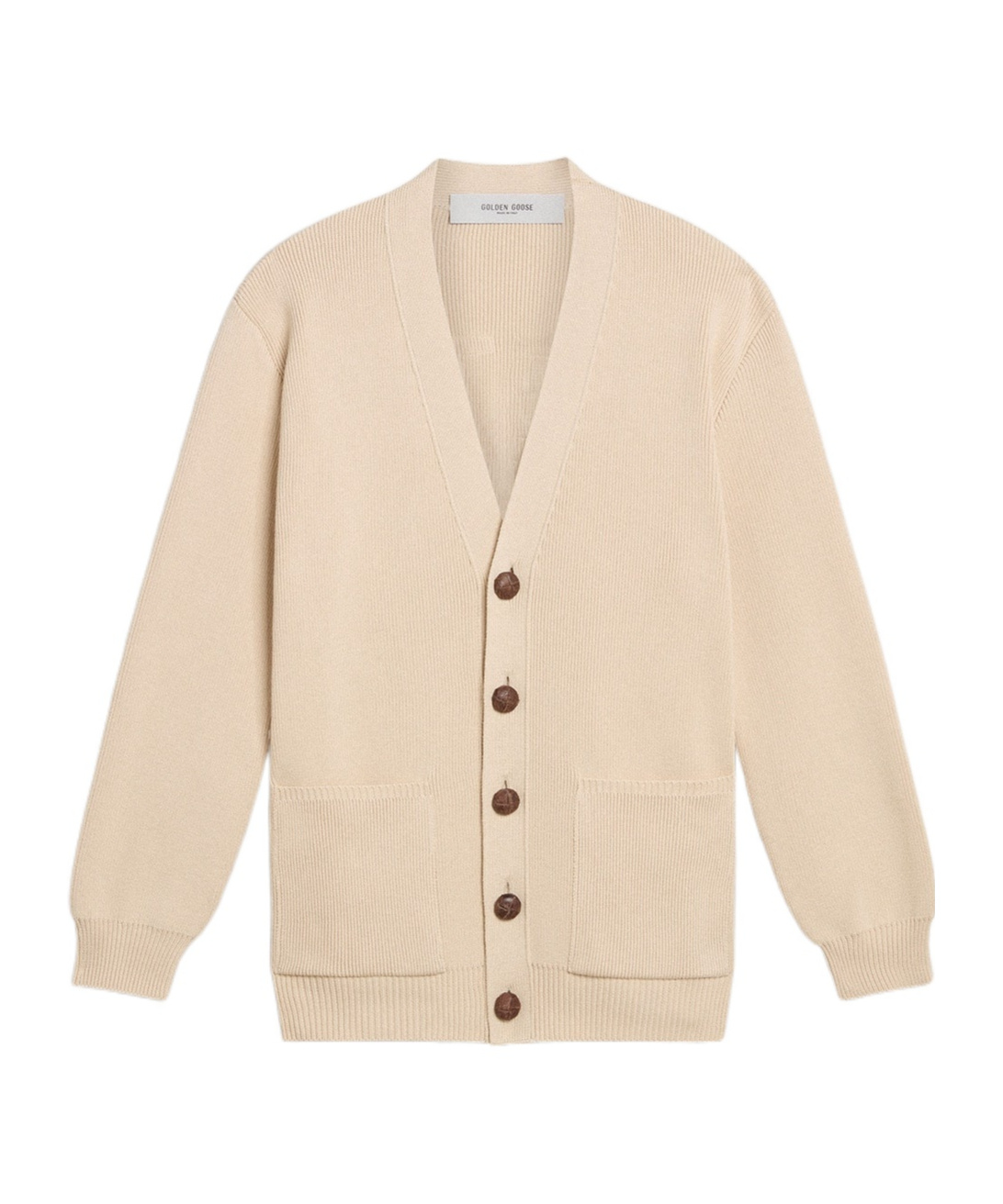 Golden Goose Womens Beige Cardigan With 'golden' Lettering On The Back In Neutral