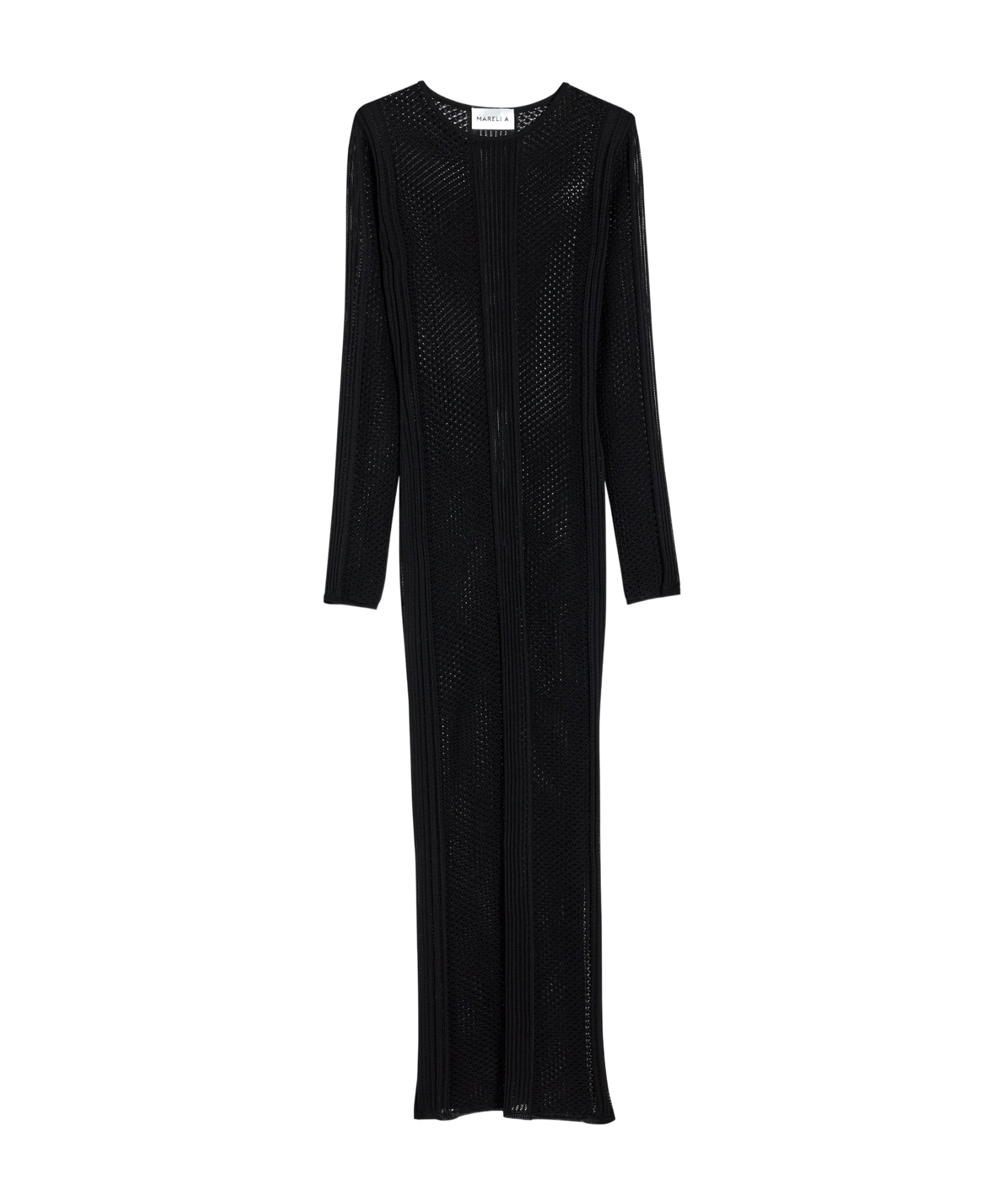 Shop Marella Hollow Knit Dress In Black