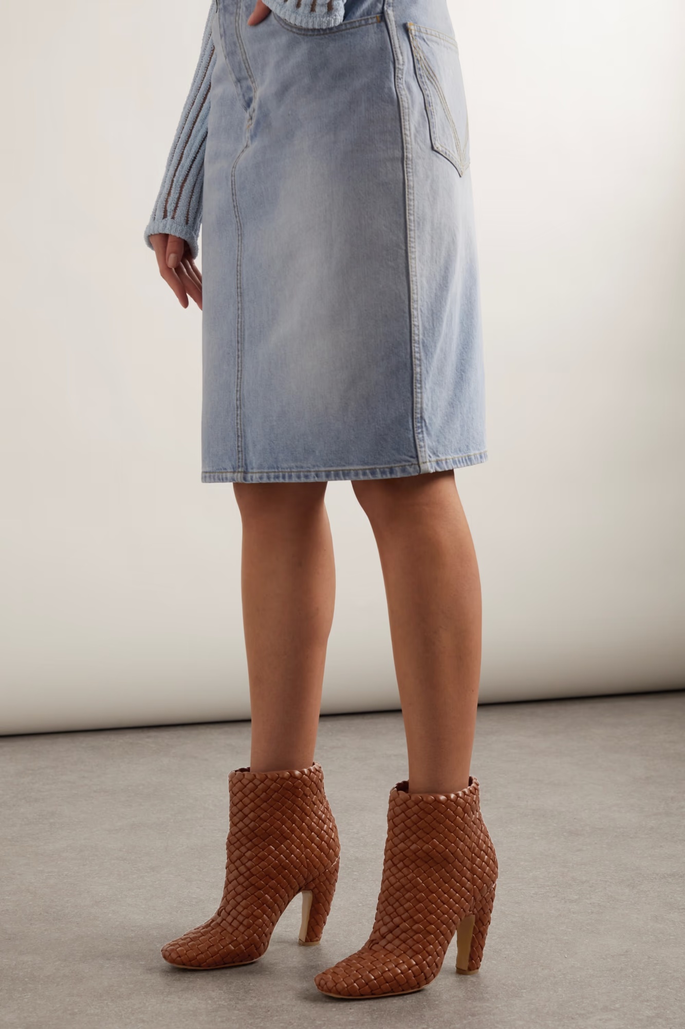 Bottega Veneta Mini Lido Intrecciato Leather Ankle Boots In Brown