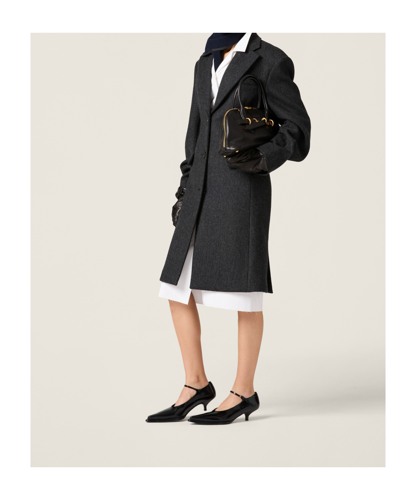 Miu Miu Single-breasted Double Wool Coat In Black