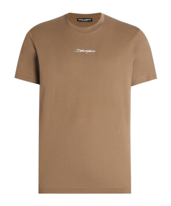Dolce & Gabbana Cotton T-shirt With Embroidery Patch In Brown
