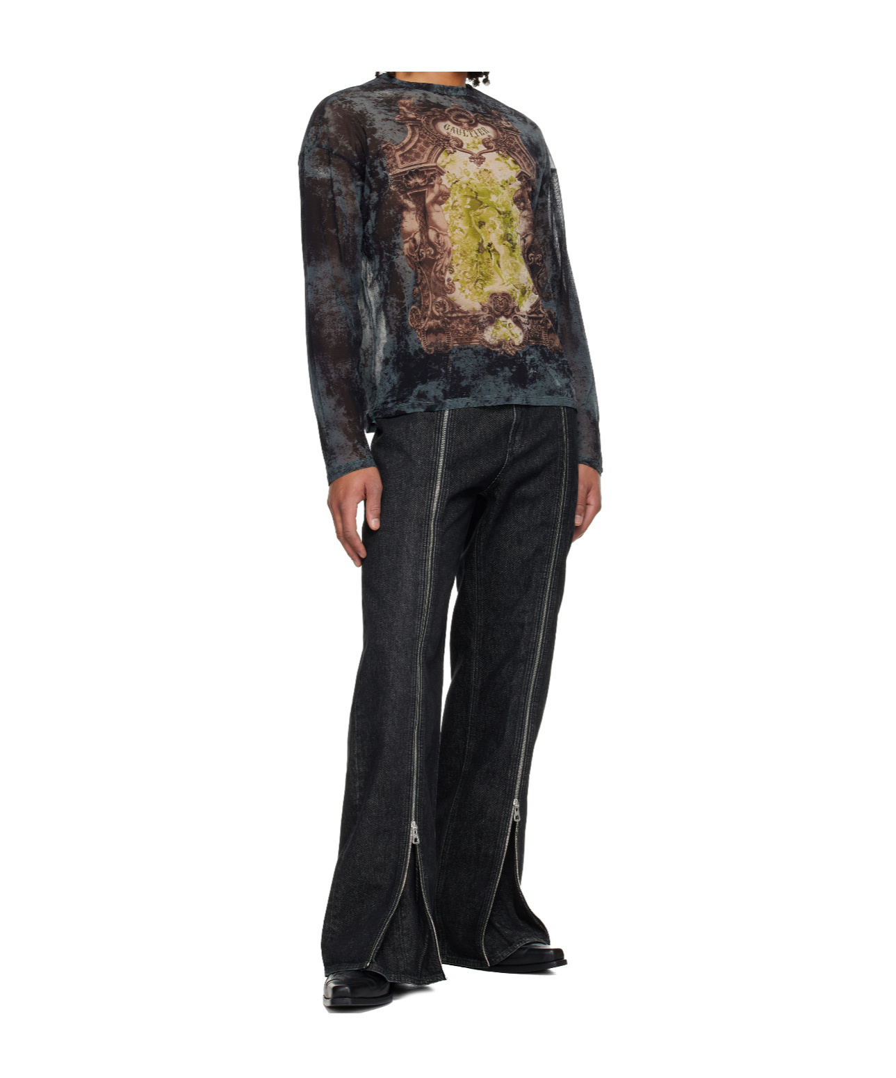 Jean Paul Gaultier Long-sleeved Top In Black