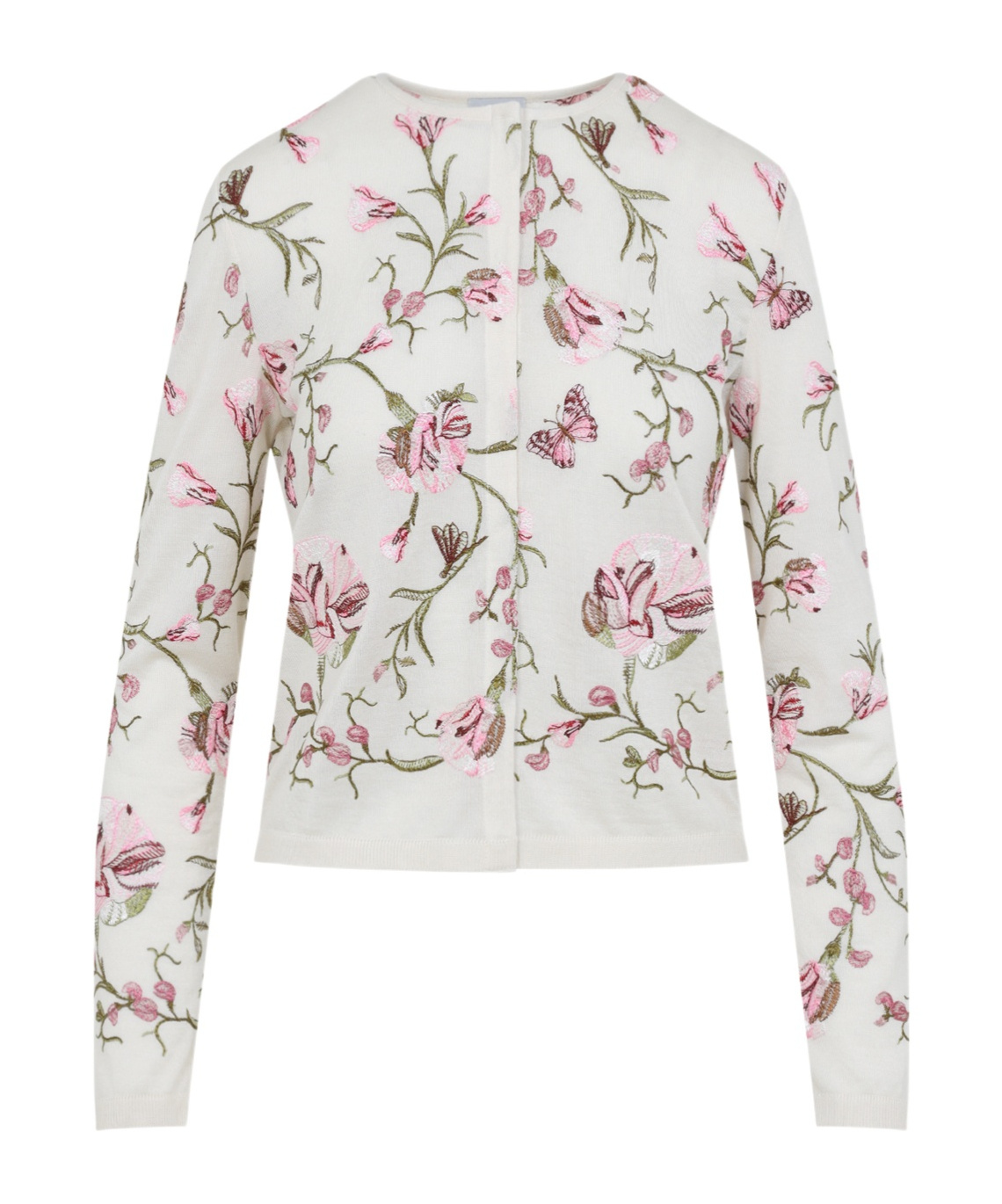 Giambattista Valli Floral-embroidered Cashmere Cardigan In White