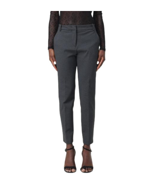 Pinko Bello Cigarette Pants In Milano Stitch In Black