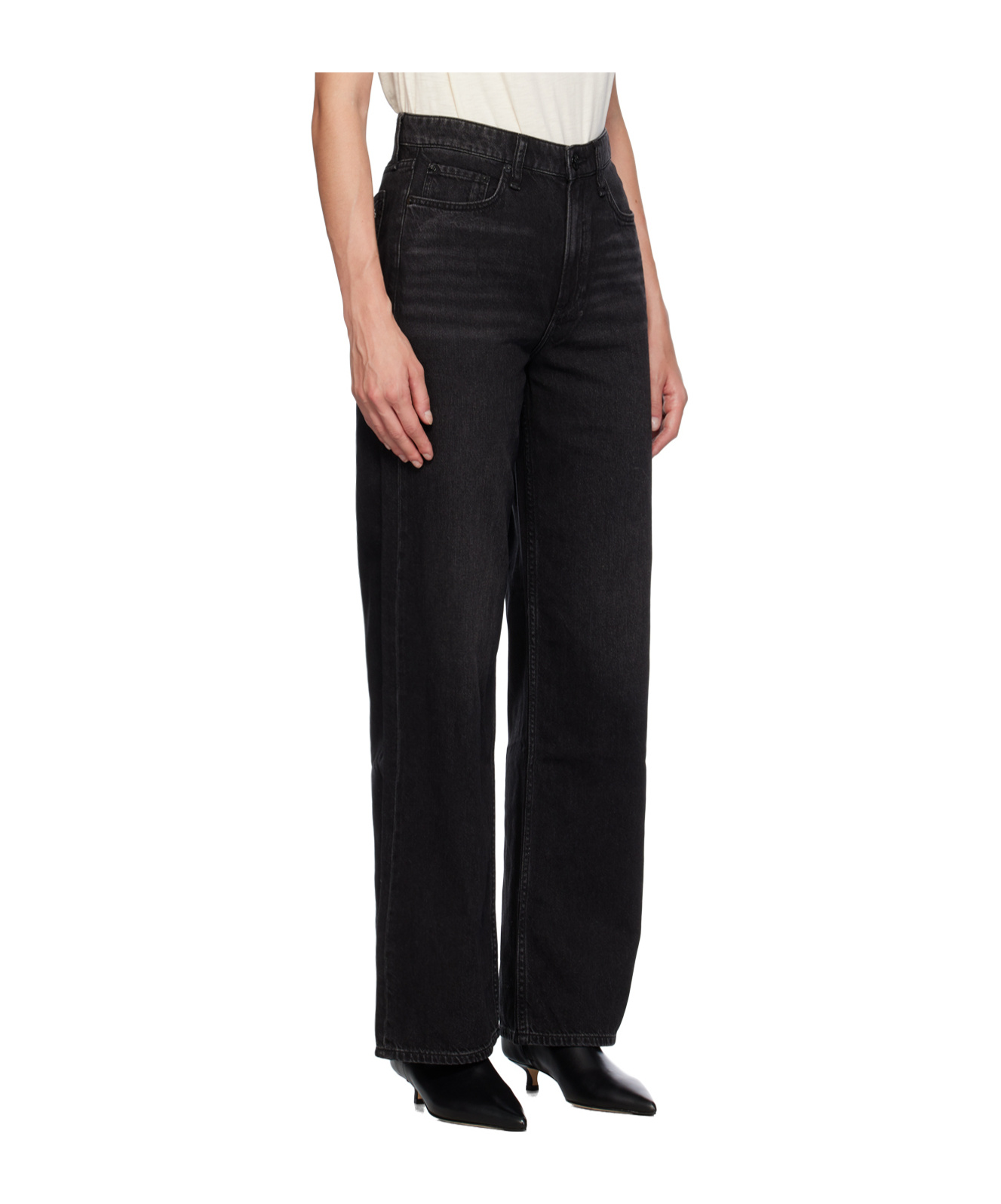 Rag & Bone High-rise Wide-leg Jeans In Black