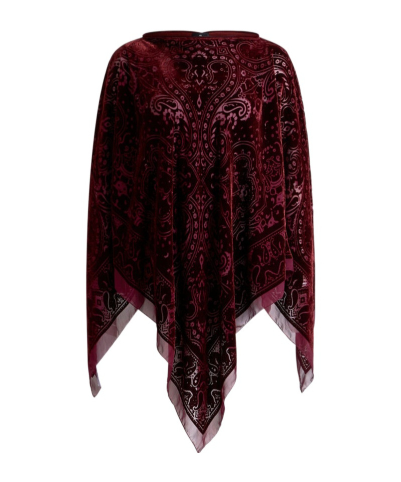 Etro Burnout Velvet Poncho In Brown