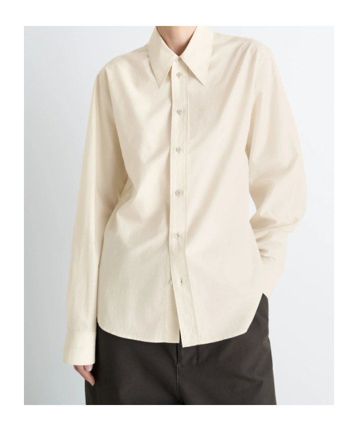 Lemaire Button-down Long-sleeve Shirt In Neutral