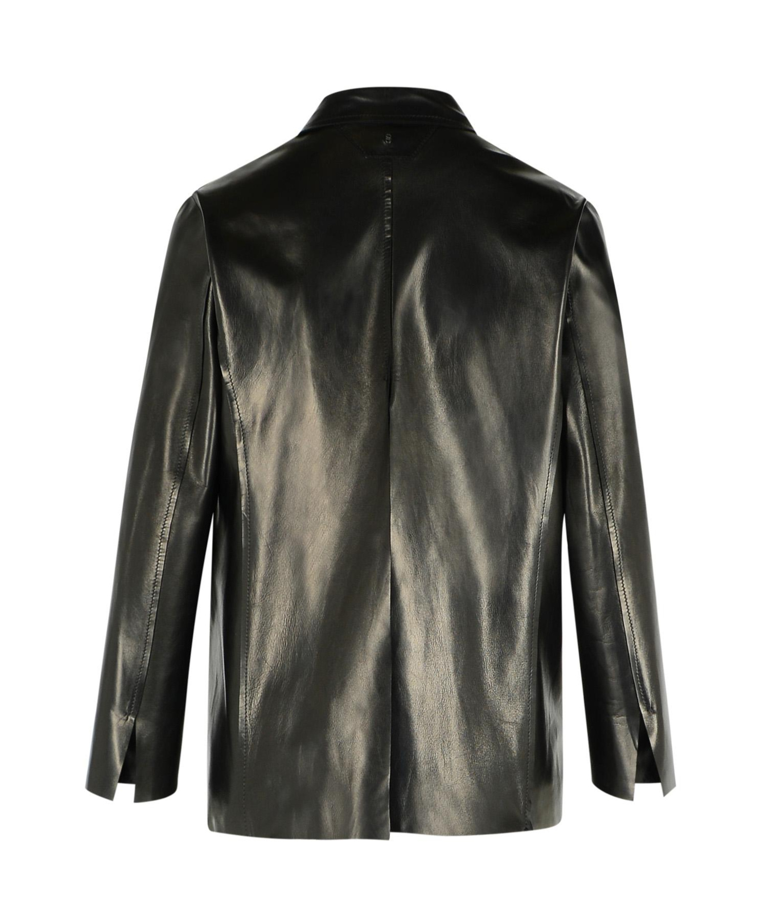 Salvatore Santoro Double Breasted Leather Blazer In Black