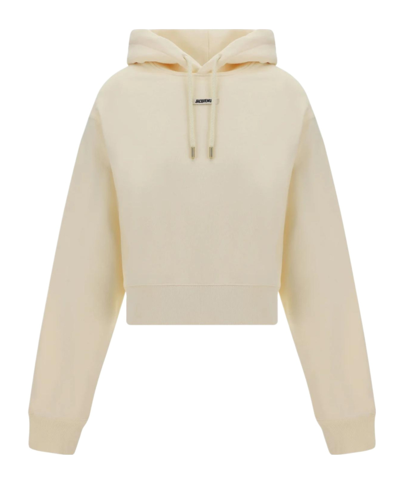 Jacquemus Cotton Hoodie With Drawstring Hood And Ribbed Details In Nude