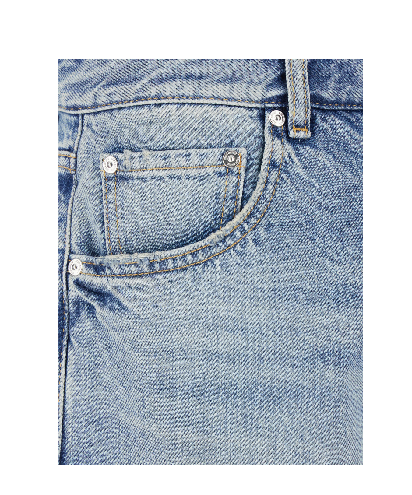 Icon Denim Light Blue Bermuda Pants With Wide Leg And Logo Patch On The Rear