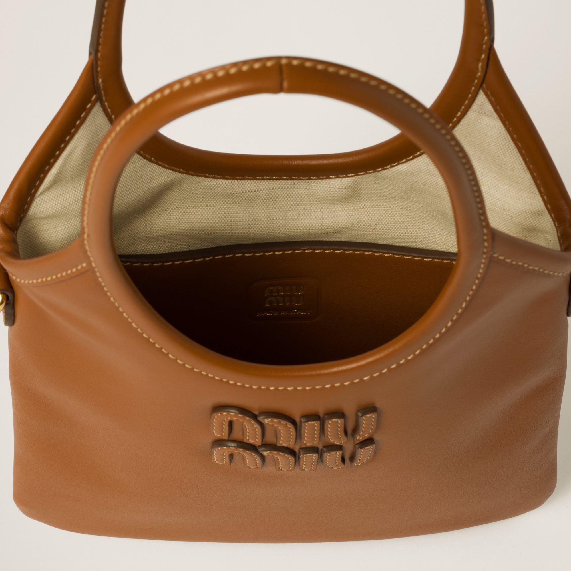 Miu Miu Women Ivy Mini Leather Handbag In Brown