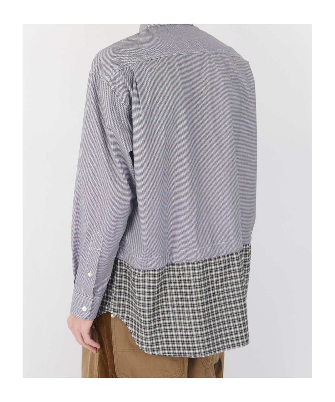 Comme Des Garçons Checkered Drawstring Shirt Black/white In Gray