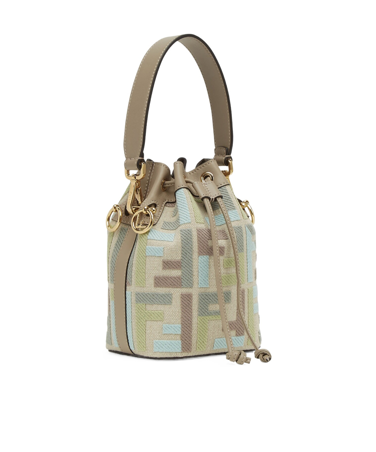 Fendi Mon Tresor Drawstring Bucket Bag In Nude