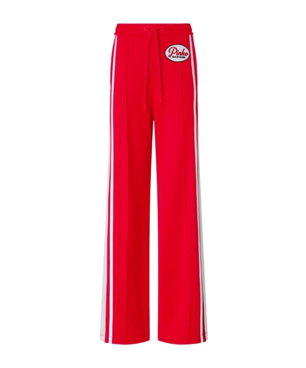 Pinko Logo-appliqué Track Shorts In Red