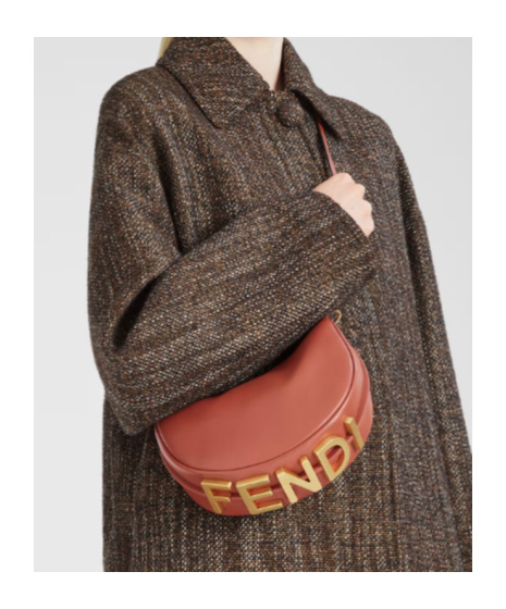Fendi Mini Graphy Leather Shoulder Bag In Brown