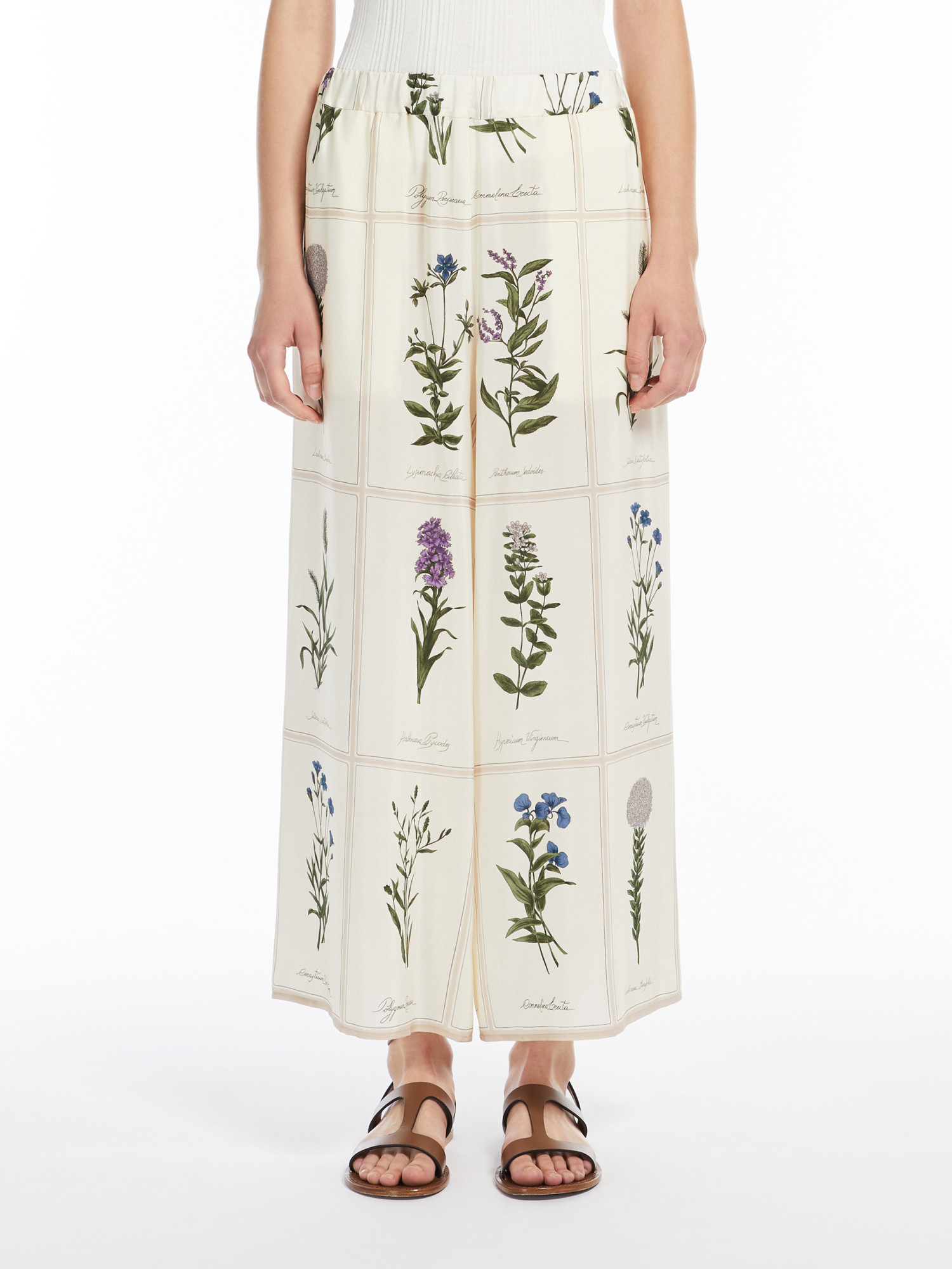 Weekend Max Mara Printed Silk Lory Wide-leg Pant In White