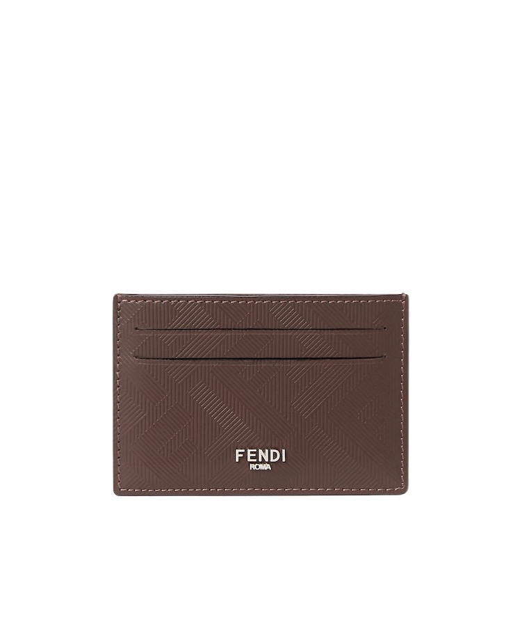 Fendi Brown Leather Cardholder In Brown