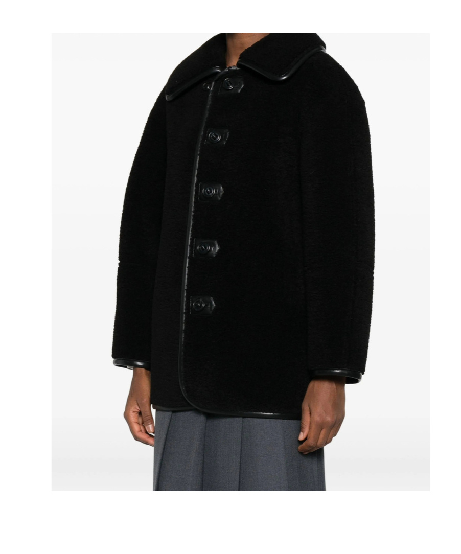 Low Classic Button-fastening Teddy Jacket In Black
