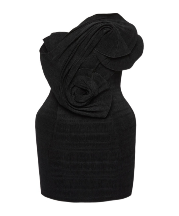 Magda Butrym Sculpted Rosette Mini Dress In Black In Black