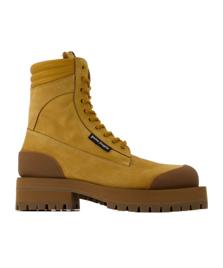 Palm Angels Chunky Sole Combat Boots In Brown