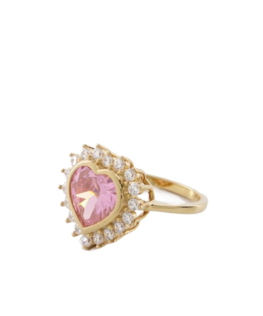 Numbering N-dia Heart Ring 3, Pink/gold Plated In Yellow