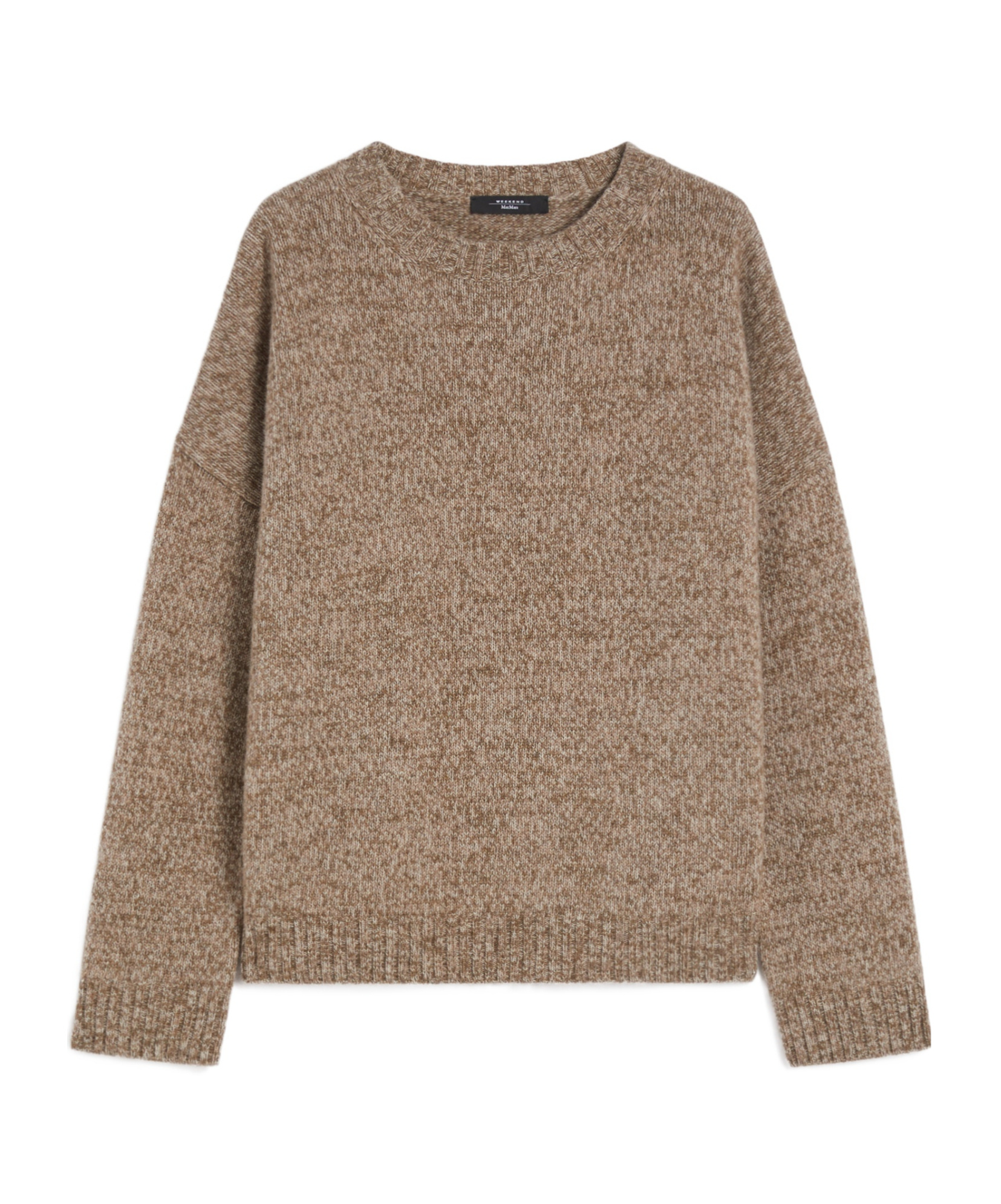 Weekend Max Mara Crew-neck Cotton And Wool Knit Jumper In Brown