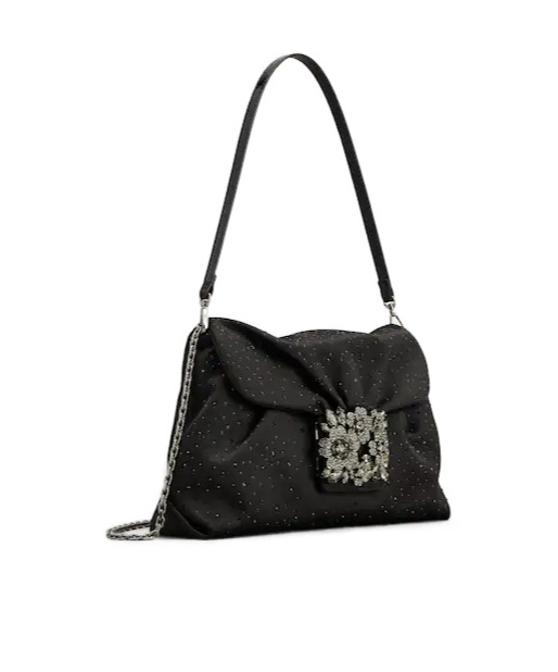 Roger Vivier Efflorescence Mini Bag In Satin In Black