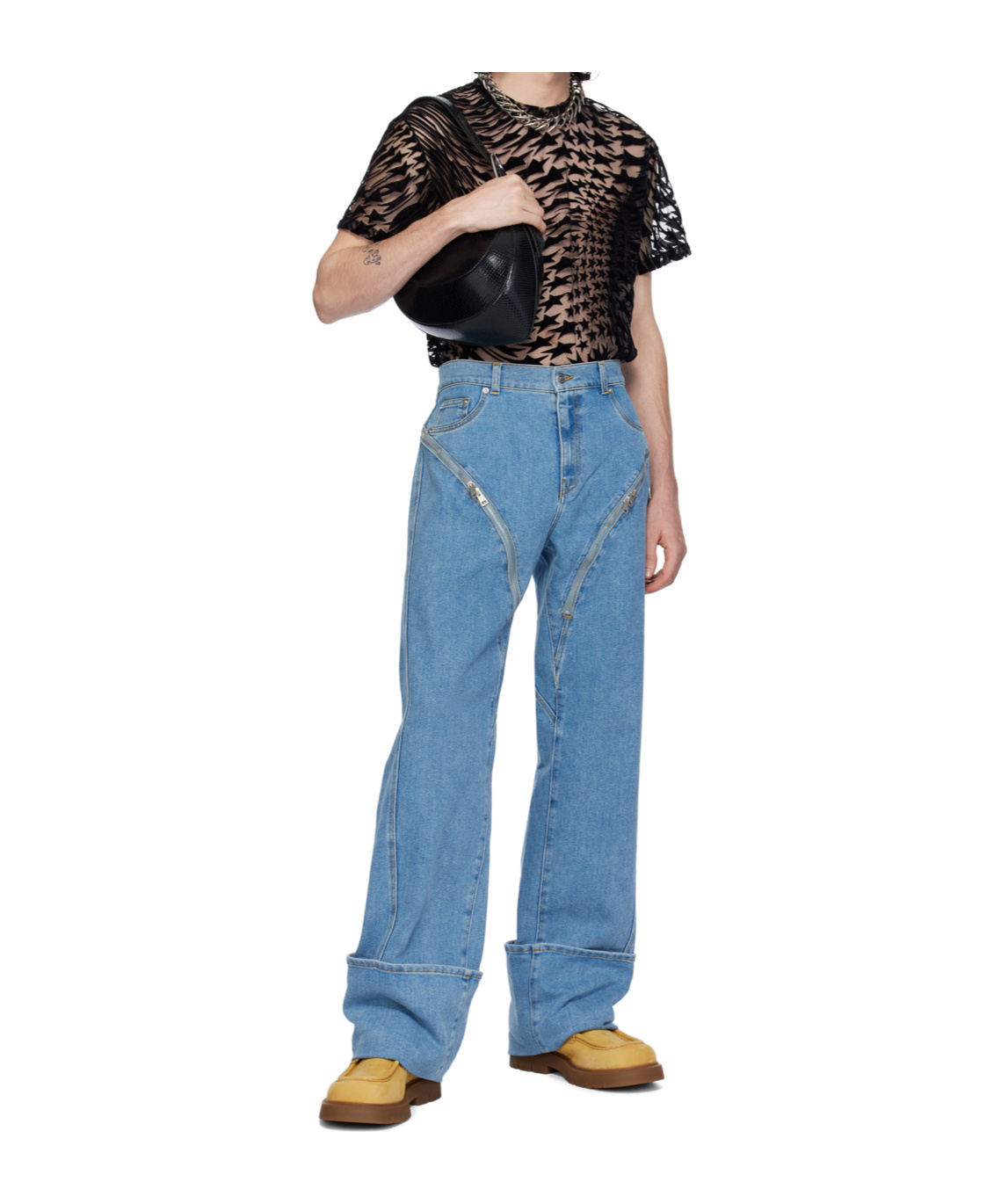 Mugler Blue Zip Jeans In Blue