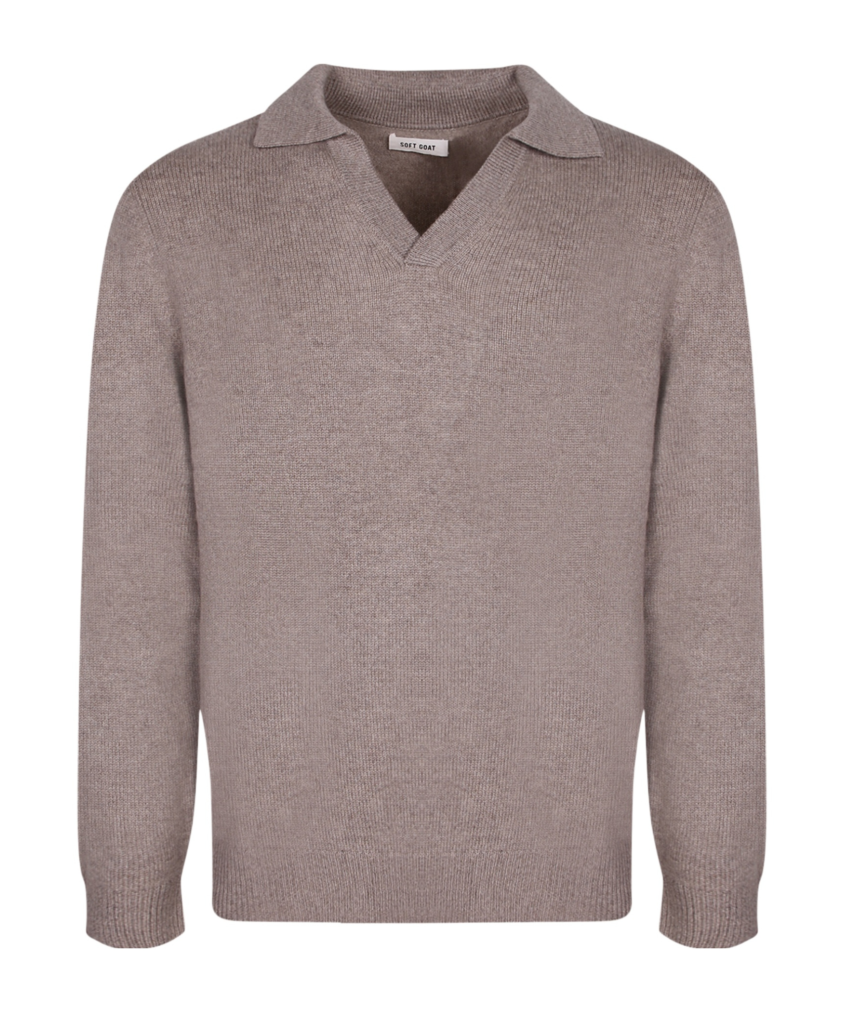 Soft Goat Fine Knit Long Sleeve Sweater. In Neutral