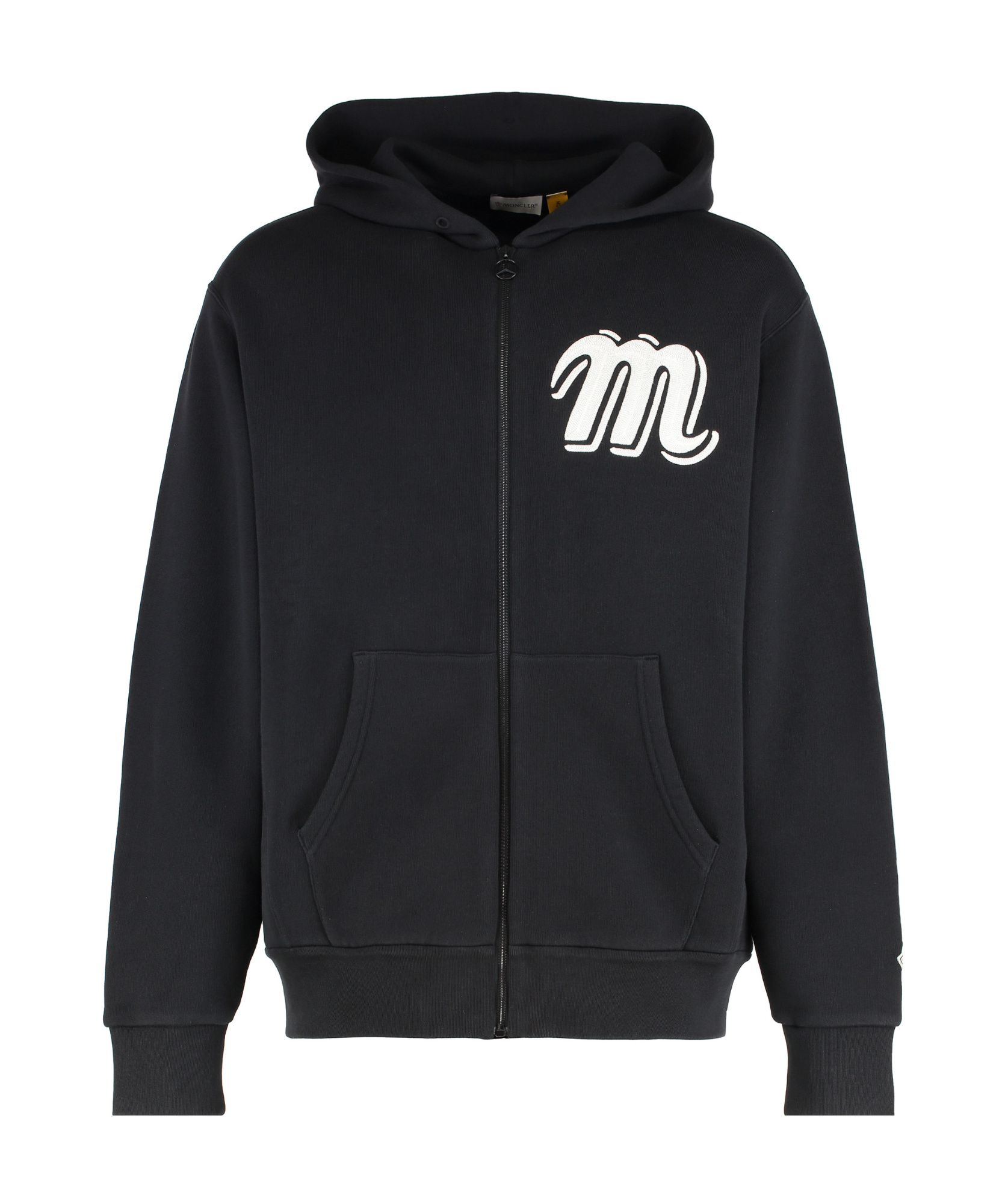 Moncler Zip Up Cardigan With Path Logo In Black