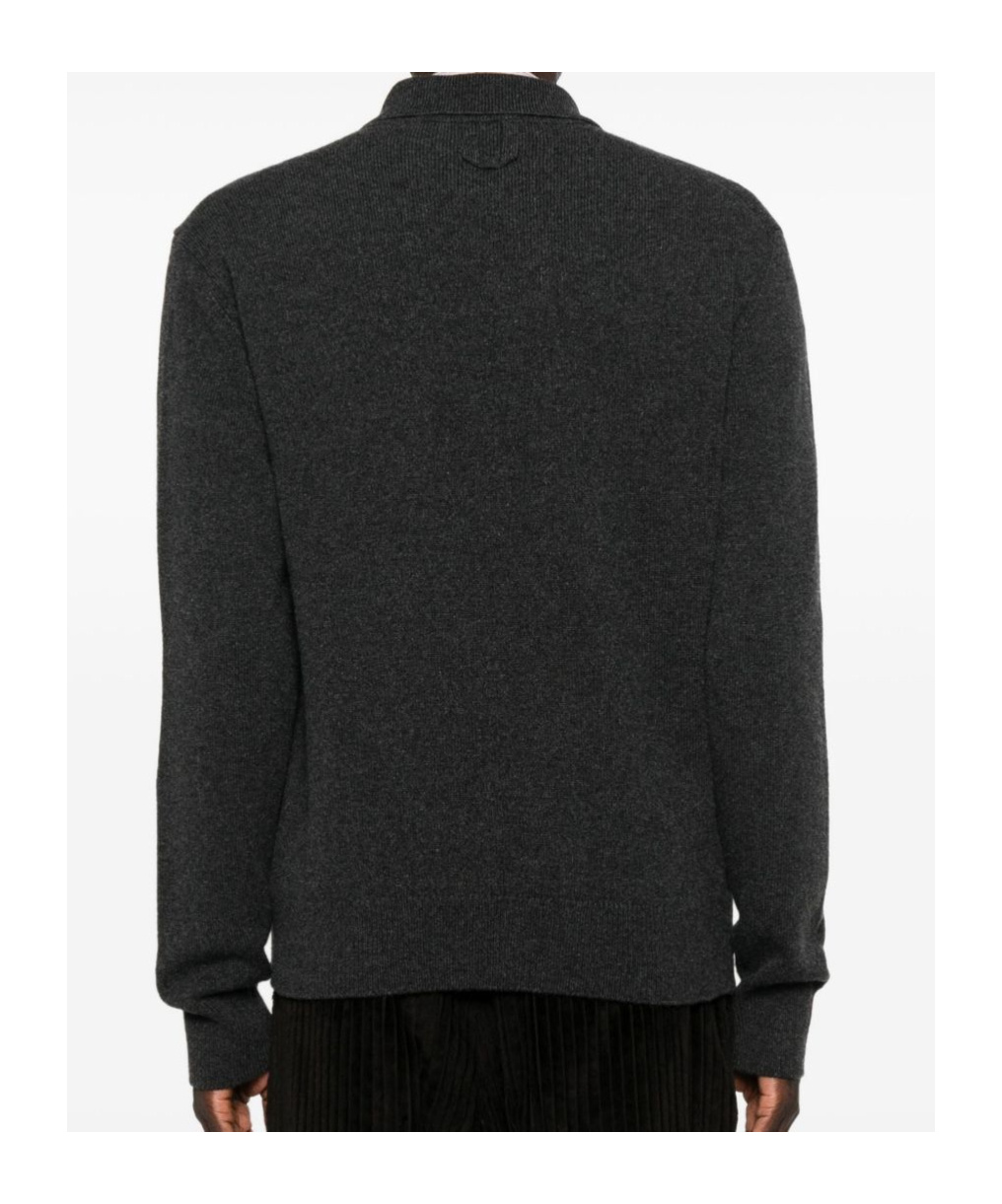 Jacquemus Crewneck Sweater With Collared Design And Pocket In Black