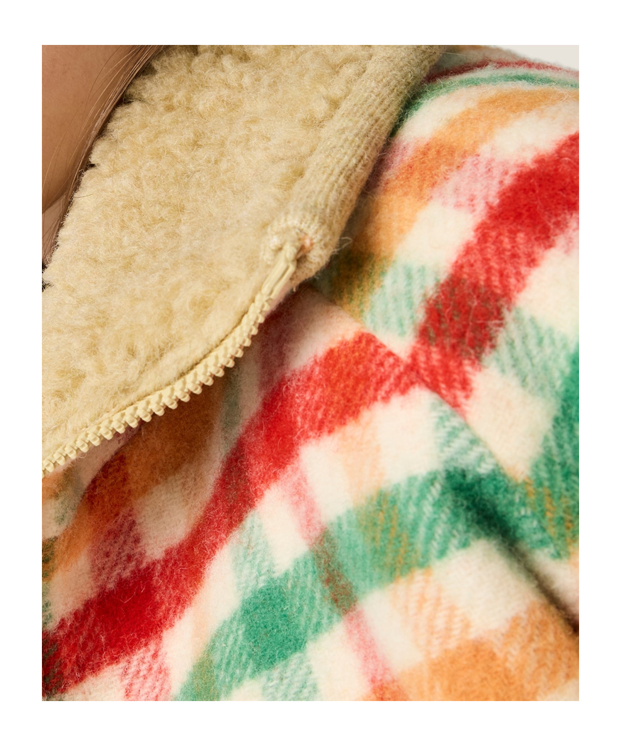 Miu Miu Wool Jacket Plaid Pattern Shearling Collar In Multi