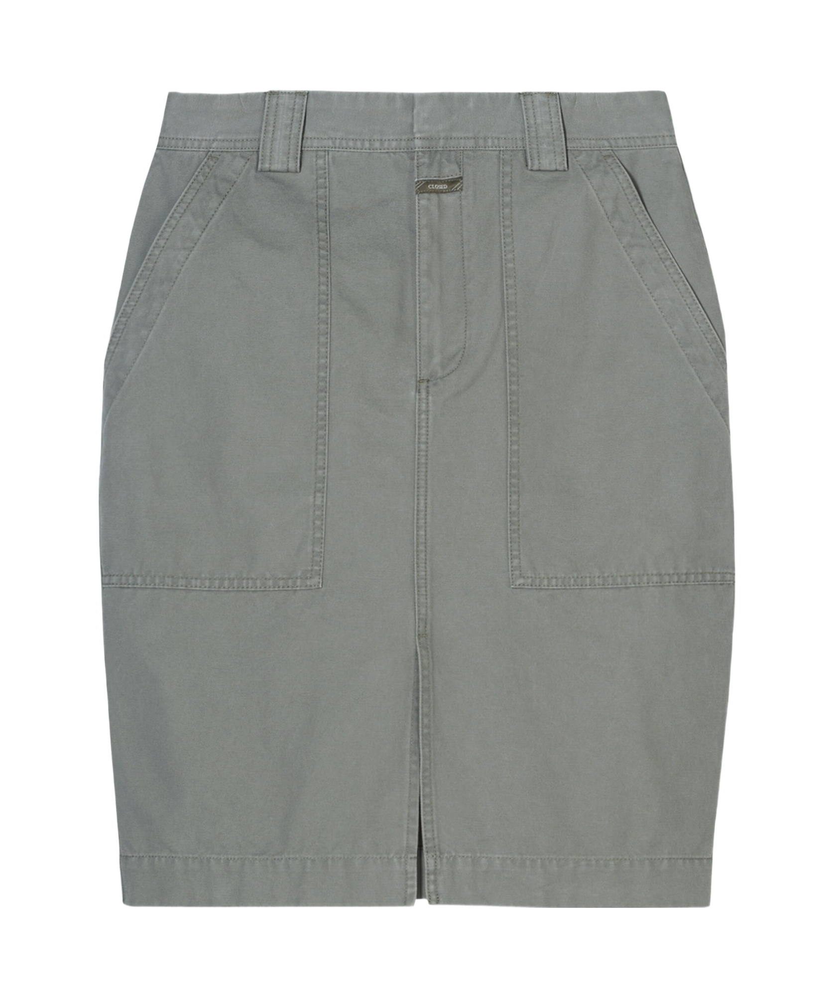 Shop Closed Cotton Midi Skirt In Gray