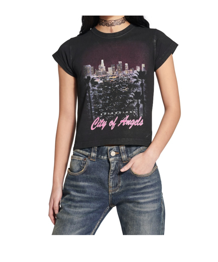 Balenciaga City Of Angels Graphic-print T-shirt In Black