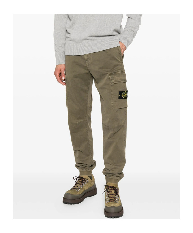 Stone Island Cargo Pocket Elasticated Trousers In Green