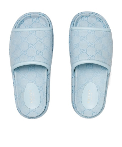 Shop Gucci Women's Gg Platform Sandal In Light Blue