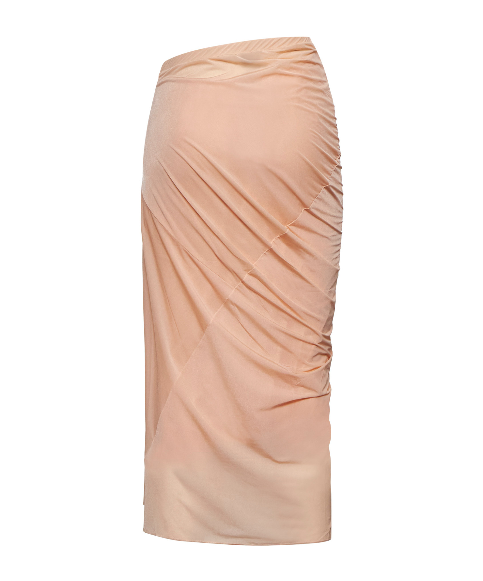 Dries Van Noten Pink Fitted Draped Midi Skirt In Nude
