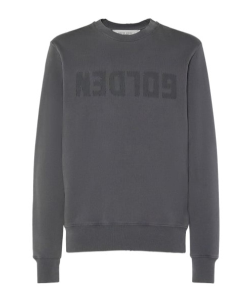 Golden Goose Cotton Sweatshirt With Logo Print In Gray