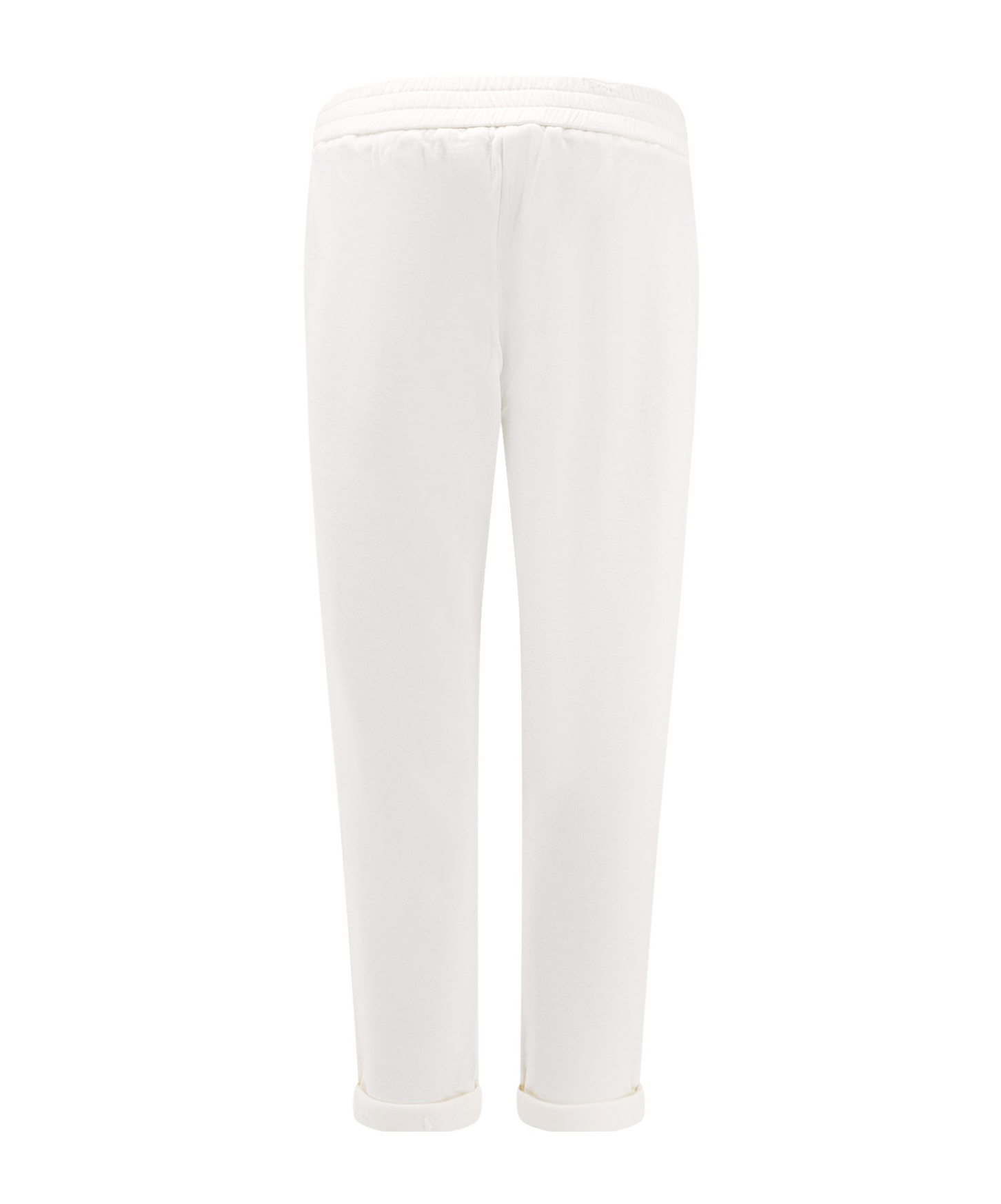 Brunello Cucinelli Track Trousers In Lightweight Stretch Cotton Fleece With Moniline In White