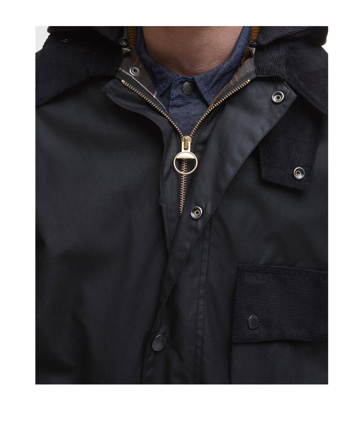 Barbour Modified Solway Waxed Jacket In Black