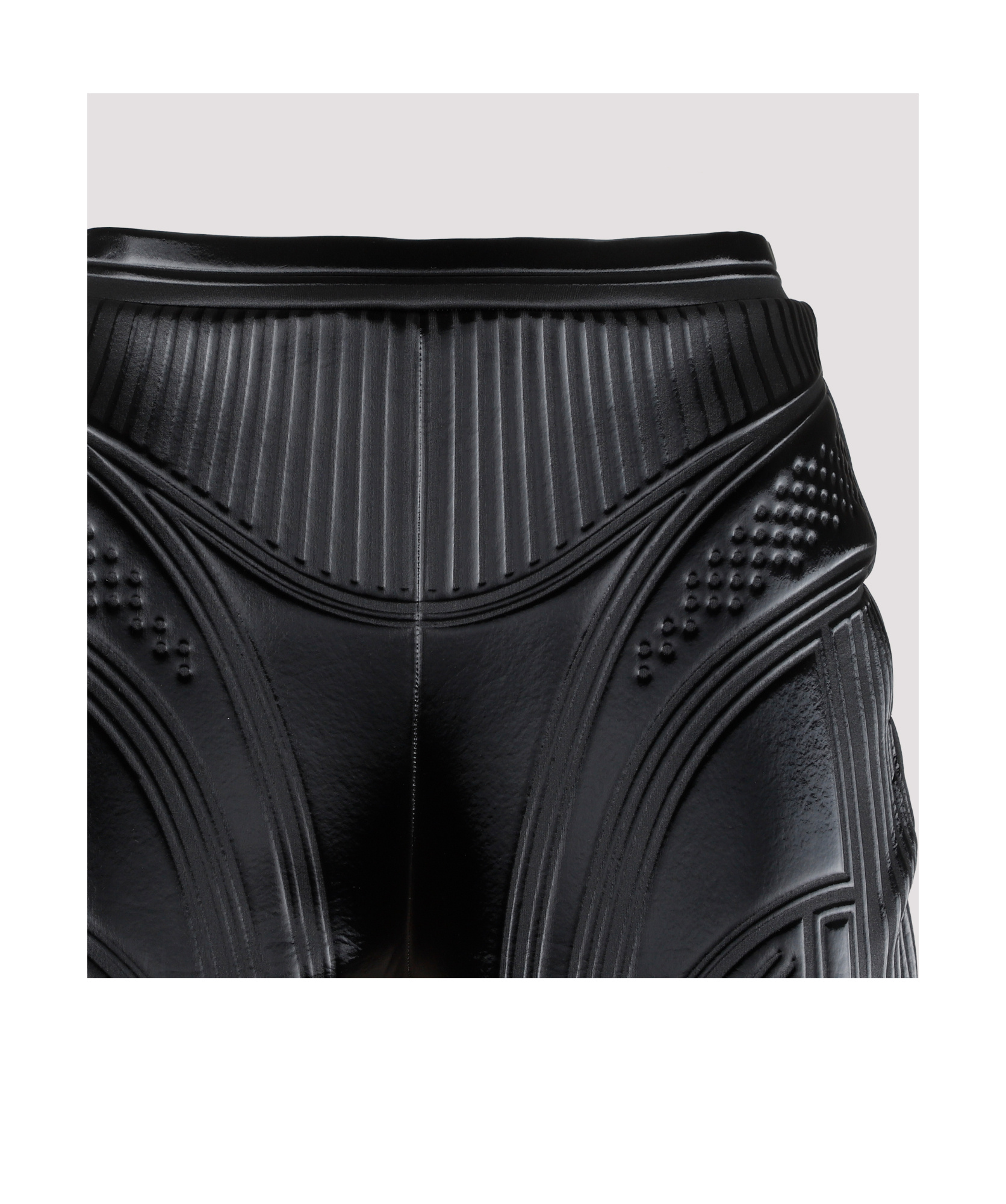 Mugler Stripe-embossed High-waisted Leggings In Black