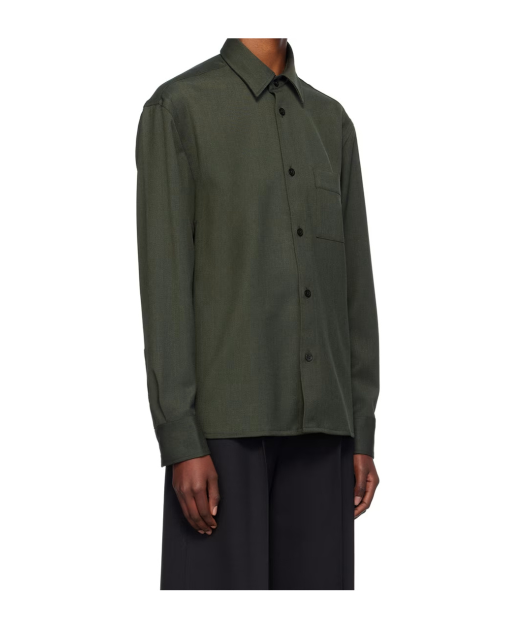Filippa K Green Boxy Wool Twill Shirt In Green