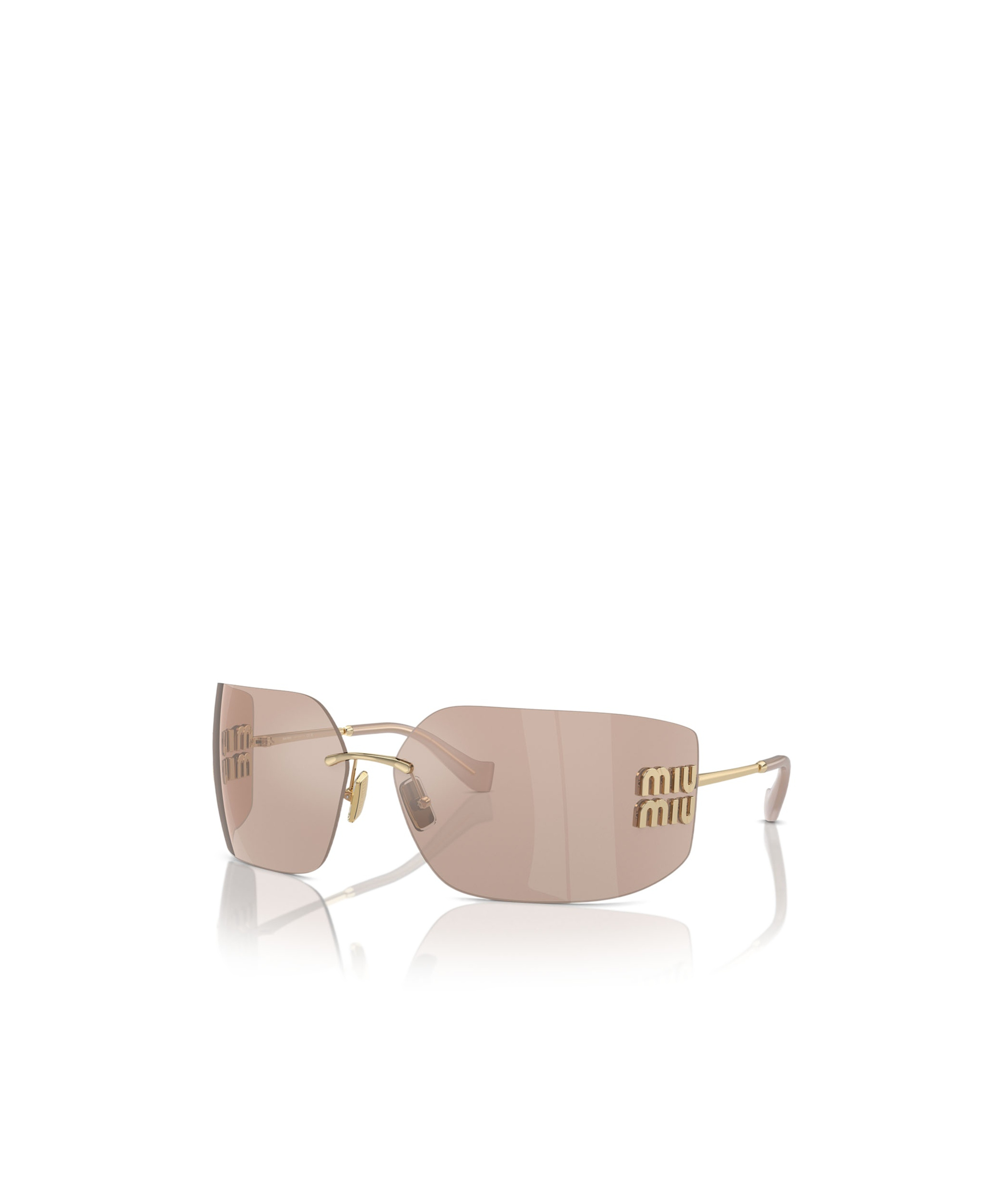 Miu Miu Logo-plaque Wraparound-frame Sunglasses In Gray