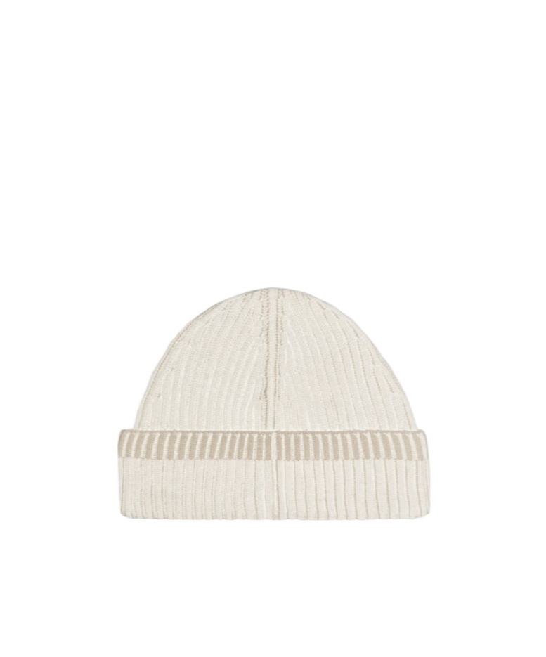 Stone Island Logo Patch Wool Hat In White